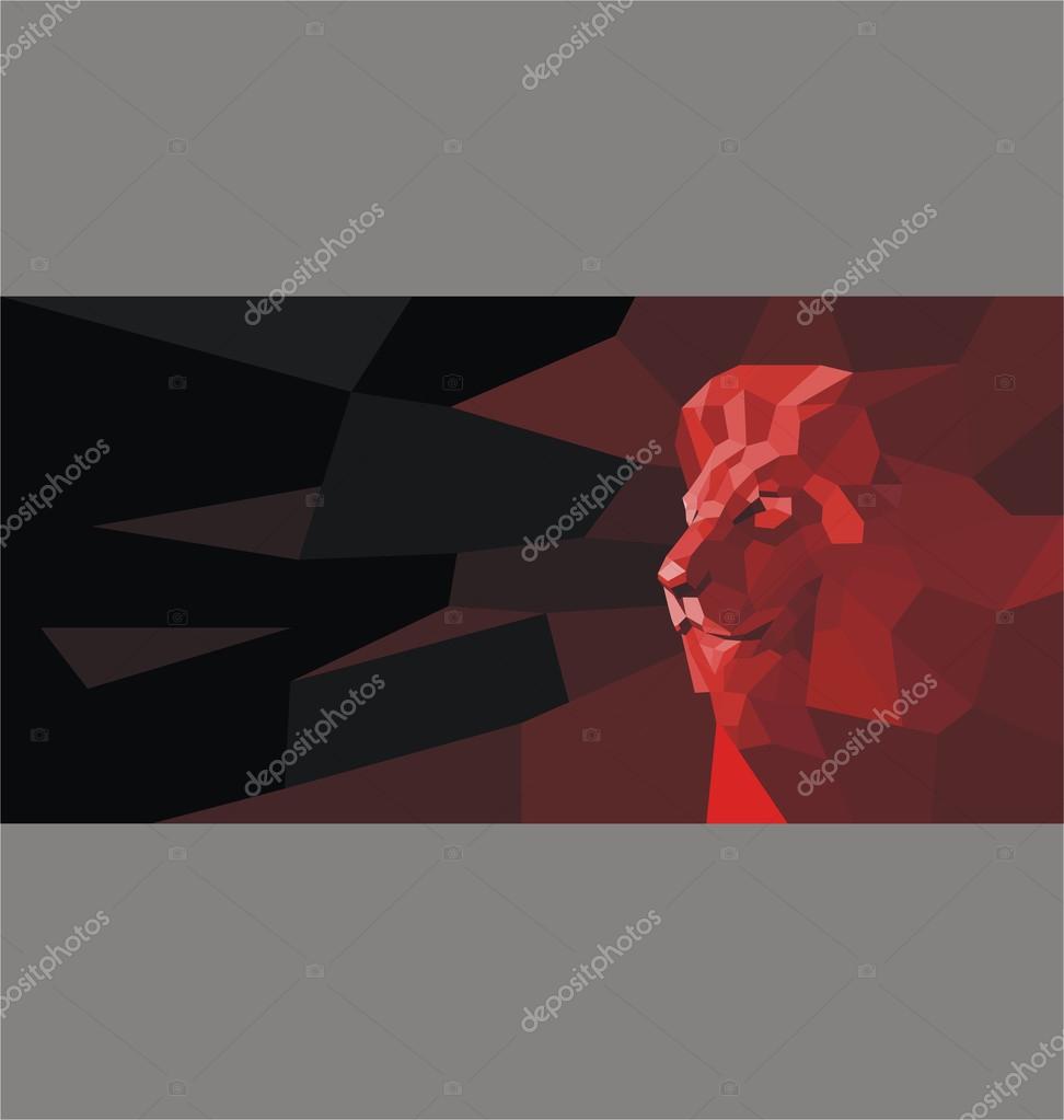 Lion polygon pattern template, lion modern poster