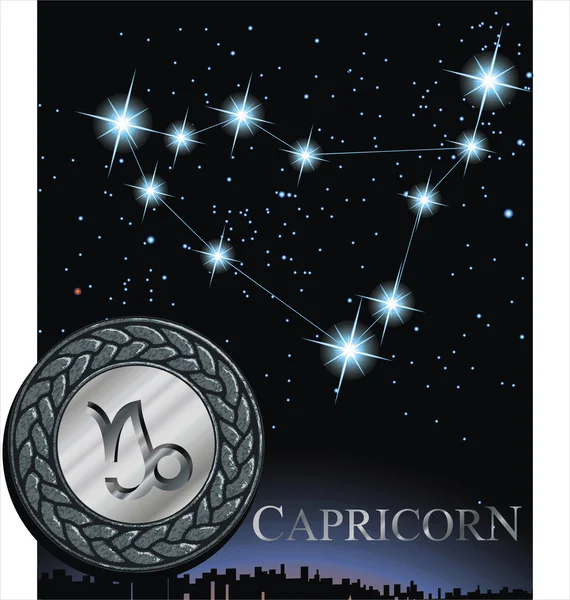 Illustration of Capricorn zodiac sign. Goat zodiac poster. — Stock Vector