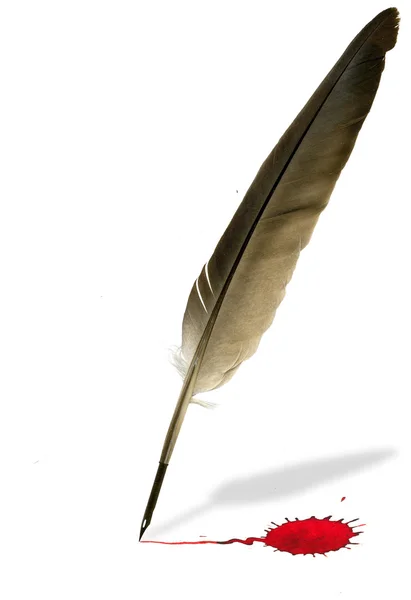 羽ペンと血の汚れ — ストック写真