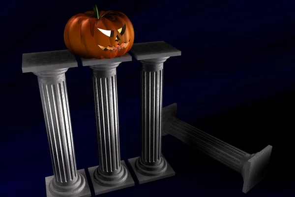 Halloween Pumpkin and columns — Stock Photo, Image