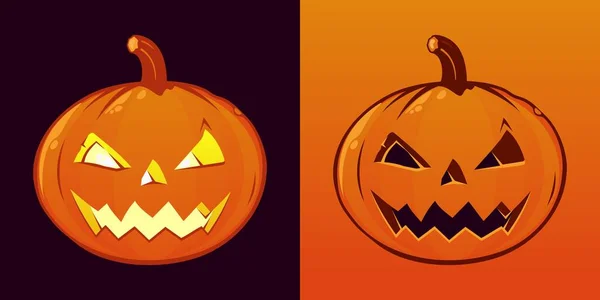 Calabaza naranja con sonrisa para su diseño para la fiesta de Halloween — Vector de stock