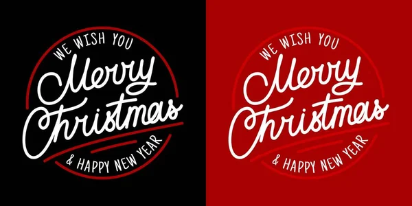 Kézzel írt Merry Christmas And Happy New Year Betűtípus Lettering Vector Illustration Art — Stock Vector