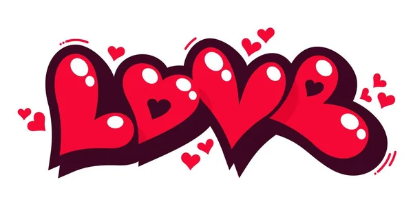 Artistieke Liefde Harten Tekst Letteren. Vector illustratie kunst voor gelukkige Valentijnsdag of bruiloft — Stockvector