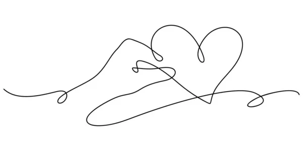 Abstrait ligne art main avec amour signe ou forme de coeur vectoriel illustration — Image vectorielle