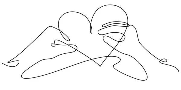 Çizgi Sanatı Yakın plan Kadın ve Erkek Elleri Sevgi İşareti ya da Kalp Vektörü İllüzyonu Şeklinde