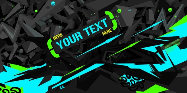 Cyberpunk Dark Black And Neon Abstract Graffiti Style Background Vector Illustration Art — Stock Vector