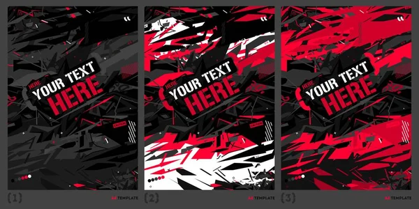 Koyu Siyah ve Kırmızı Soyut Graffiti Biçimi A4 Poster Vektör Çizim Sanatı Şablonu