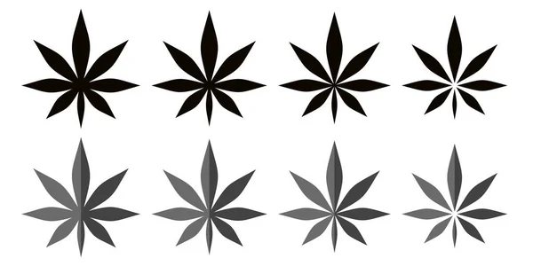 Minimalista fekete elvont lapos Cannabis levél vektor illusztráció ikon — Stock Vector