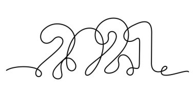 Kelime 2021 Devamlı Çizgi Sanatı Çizim Vektörü İllüstrasyonu