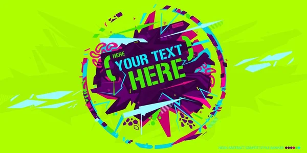 Cyberpunk Colorful Neon Abstract Graffiti Style Banner Vector Illustration Art Template — Stock Vector