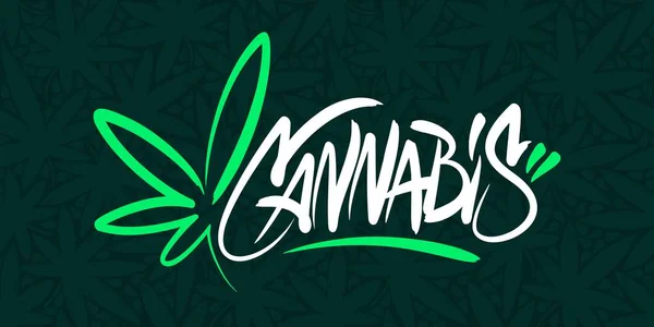 Soyut Graffiti Stili El Kenevir Yazılı Sözcük Esrarı Yaprak Vektörü İllüstrasyon Sanatı