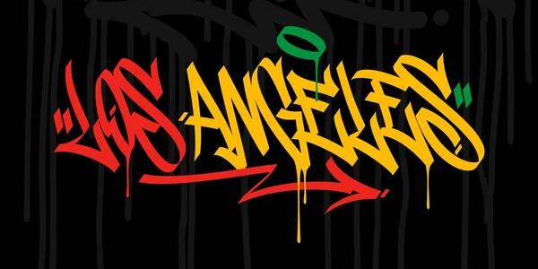 Palabra Plana Los Angeles Abstracto Hip Hop Escrito Mano Graffiti — Vector de stock