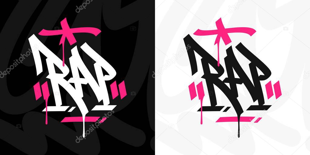 Hand Written Hip Hop Urban Graffiti Style Word Rap Vector Illustration Calligraphy