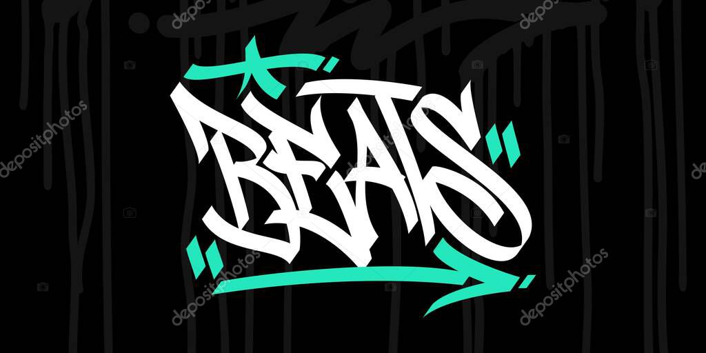Hip Hop Hand Written Urban Graffiti Style Word Beats Vector Illustration