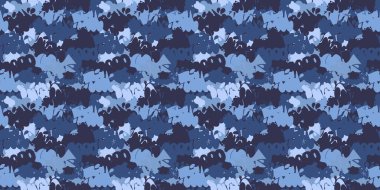 Mavi Soyut Haki desenli Kamuflaj Graffiti Streetart Kusursuz Desensiz Arkaplan Vektörü Çizimi