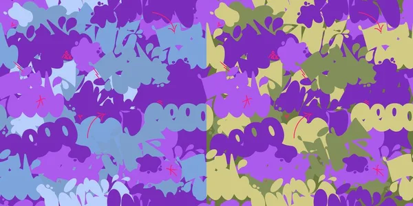 Camuflagem de textura cáqui abstrata com Graffiti Streetart sem costura padrão fundo Vector Ilustração — Vetor de Stock