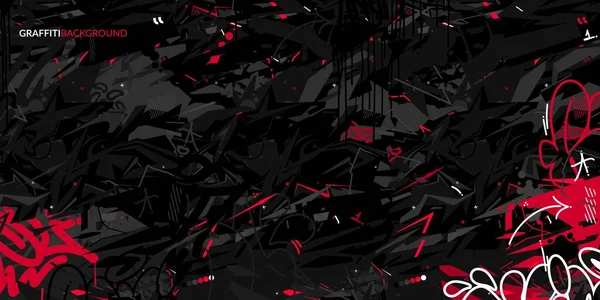 Koyu Siyah Soyut Kent Sokak Sanatı Graffiti Stili Vektör İllüstrasyon Sanat Şablonu