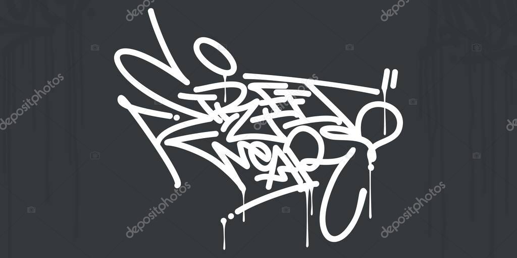 Abstract Hip Hop Hand Written Urban Graffiti Style Words Street Wear Vector Illustration