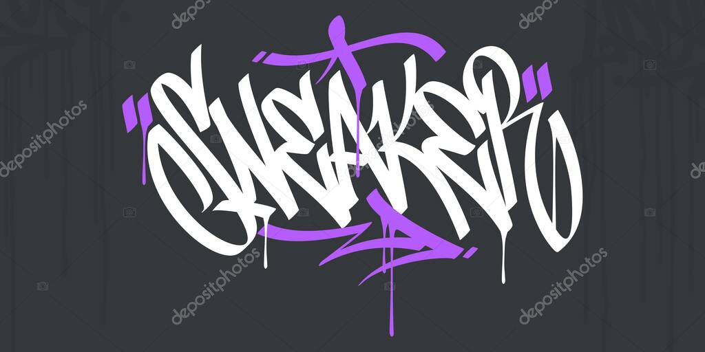 Abstract Hip Hop Hand Written Urban Street Art Graffiti Style Word Sneaker Vector Illustration