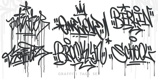 Soyut El Yazımı Hip Hop Şehir Sanatı Graffiti Stili Kelime Resimleri Seti