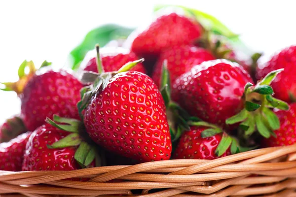 Fresh strawberries close up photo with white space — Stock Photo, Image