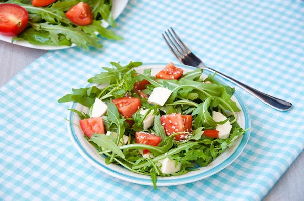 Grekland sallad med mozzarella, ruccola och tomat — Stockfoto