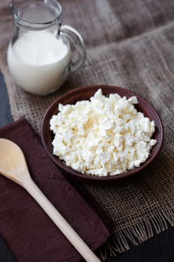 Lezzetli ev yapımı peynir süt tablo ile