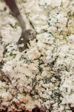 taze ev yapımı peynir maydanoz kase ile