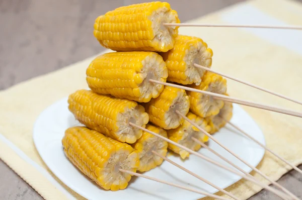 Some corn boiled on the plate — Stock Photo, Image