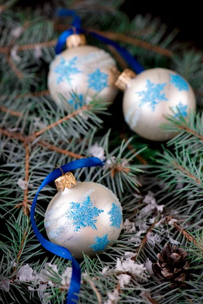 Christmas ornament balls on the wooden background Royalty Free Stock Photos