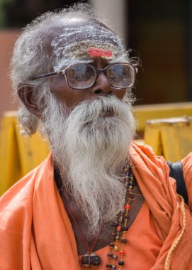 Kutsal adam veya Sadhu gözlüklü.