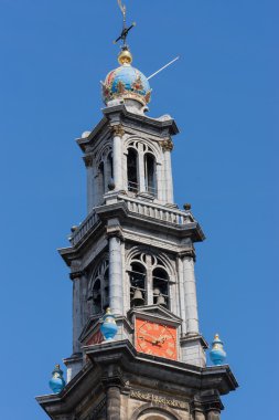Amsterdam'da Westerkerk kulenin tepesine.