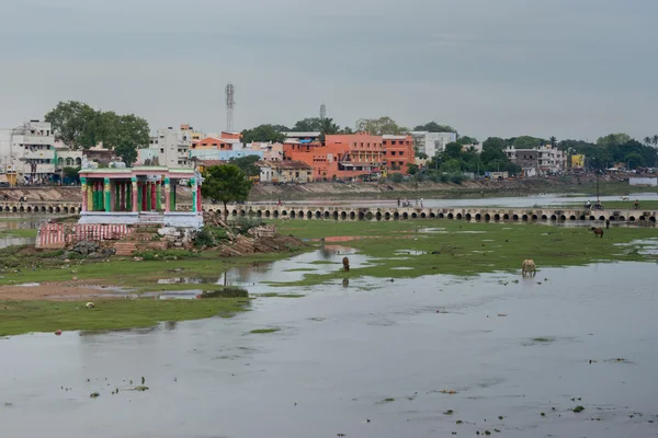 Meenakshi schrijn in de Vaigai rivier. — Stockfoto