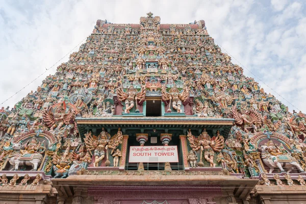 Vertical shot along the facade of the South Gopuram. — Stock Photo, Image