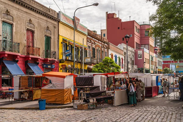 Buenos Aires Argentinien Dezember 2008 Stadtteil Boca Stände Auf Dem — Stockfoto