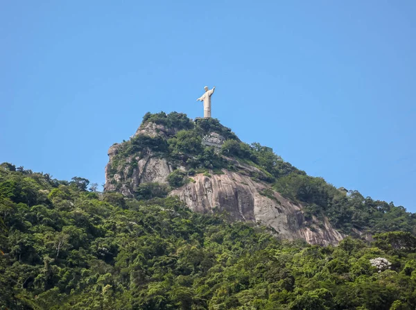 Rio Janeiro Brazil December 2008 Yellow Stone Christ Redeemer Statue — Stock Photo, Image