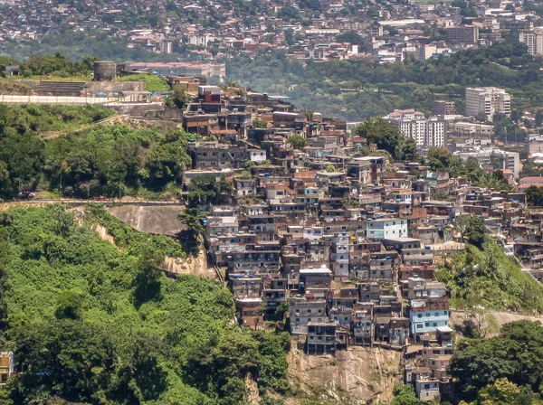 Rio Janeiro Brasil Dezembro 2008 Vista Aérea Sobre Favela Construída — Fotografia de Stock