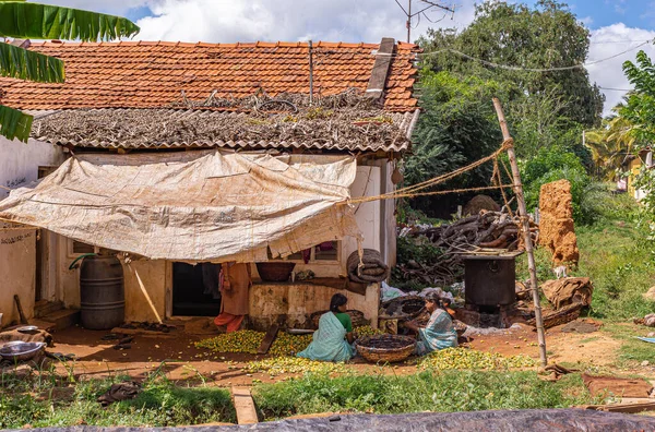Kadenahalli Karnataka India November 2013 Pemandangan Hijau Pedesaan Dengan Rumah — Stok Foto