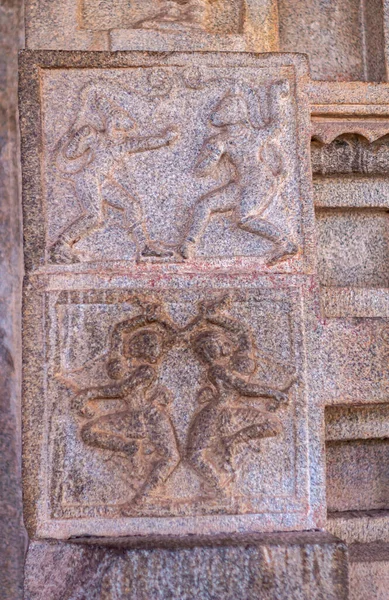 Hampi Karnataka India November 2013 Hazara Rama Temple 舞女和Hayagriva舞猴 也许是Hanuman — 图库照片