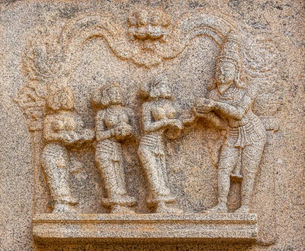 Hampi Karnataka Índia Novembro 2013 Hazara Rama Temple Closeup Pedra — Fotografia de Stock