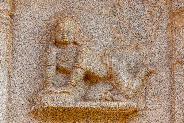 Hampi Karnataka Índia Novembro 2013 Hazara Rama Temple Closeup Esculturas — Fotografia de Stock