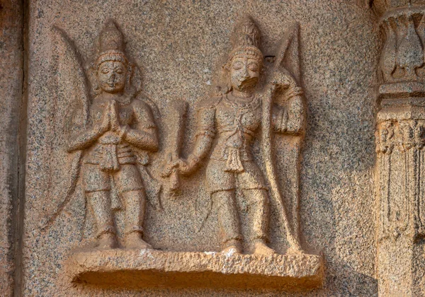 Hampi Karnataka Índia Novembro 2013 Hazara Rama Temple Closeup Esculturas — Fotografia de Stock