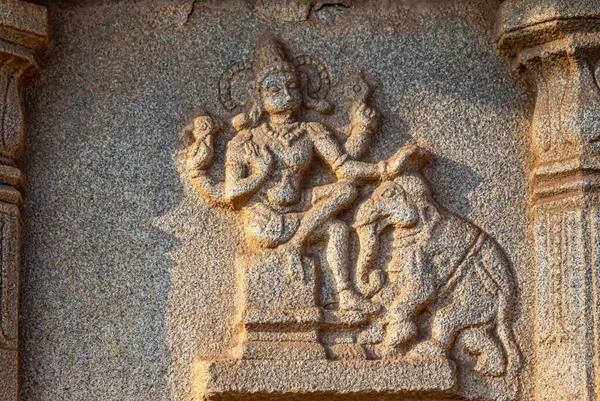 Hampi Karnataka Índia Novembro 2013 Hazara Rama Temple Closeup Esculturas — Fotografia de Stock