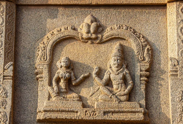 Hampi Karnataka Índia Novembro 2013 Hazara Rama Temple Closeup Esculturas — Fotografia de Stock