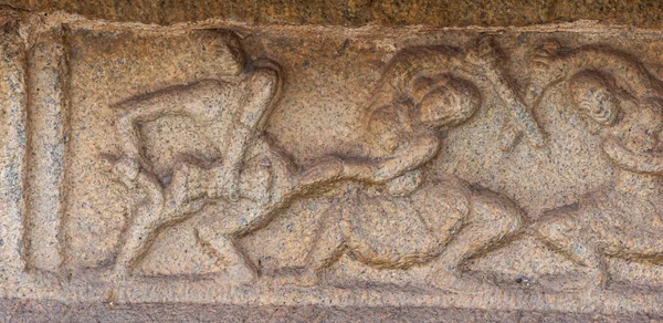 Hampi Karnataka Índia Novembro 2013 Vijaya Vitthala Temple Fechar Fresco — Fotografia de Stock