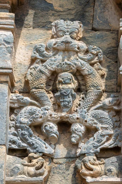 Lakkundi Karnataka Índia Novembro 2013 Templo Kasivisvesvara Fechar Escultura Pedra — Fotografia de Stock