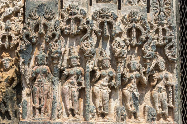 Lakkundi Karnataka India Noviembre 2013 Templo Kasivisvesvara Fila Dañada Figuras — Foto de Stock