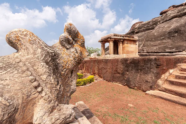 Aihole Karnataka India November 2013 Ravanaphadi Cave Shiva Temple Closeup — Stock Photo, Image