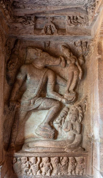 Badami Karnataka Índia Novembro 2013 Templos Cavernas Acima Lago Agasthya — Fotografia de Stock