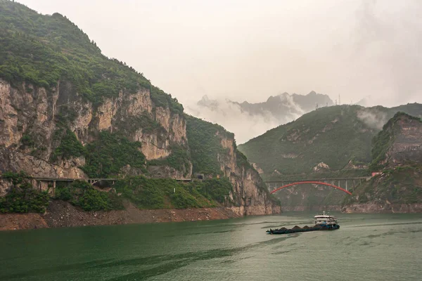 Rivière Yangtze Trois Gorges Chine Mai 2010 Région Zigui Barge — Photo